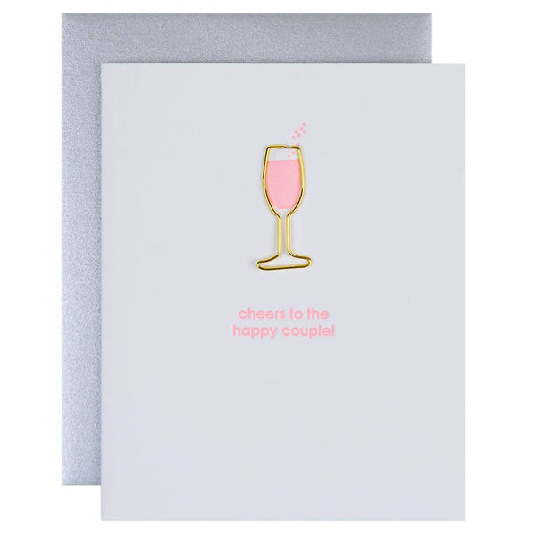 Cheers To the Happy Couple Paper Clip Letterpress Card