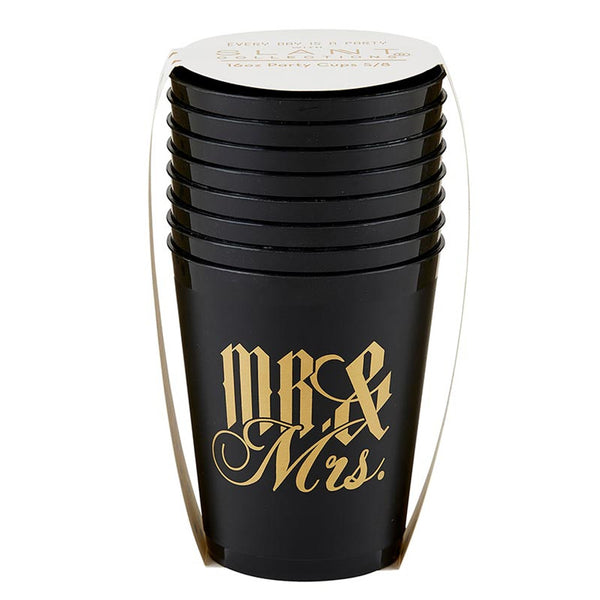 Mr. & Mrs. Black & Gold Party Cups