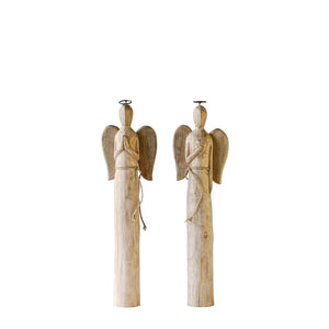 Mango Wood Angel - Set of 2