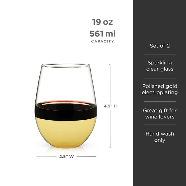 Belmont™ Gold-Dipped Crystal Wine Tumblers - Set of 2