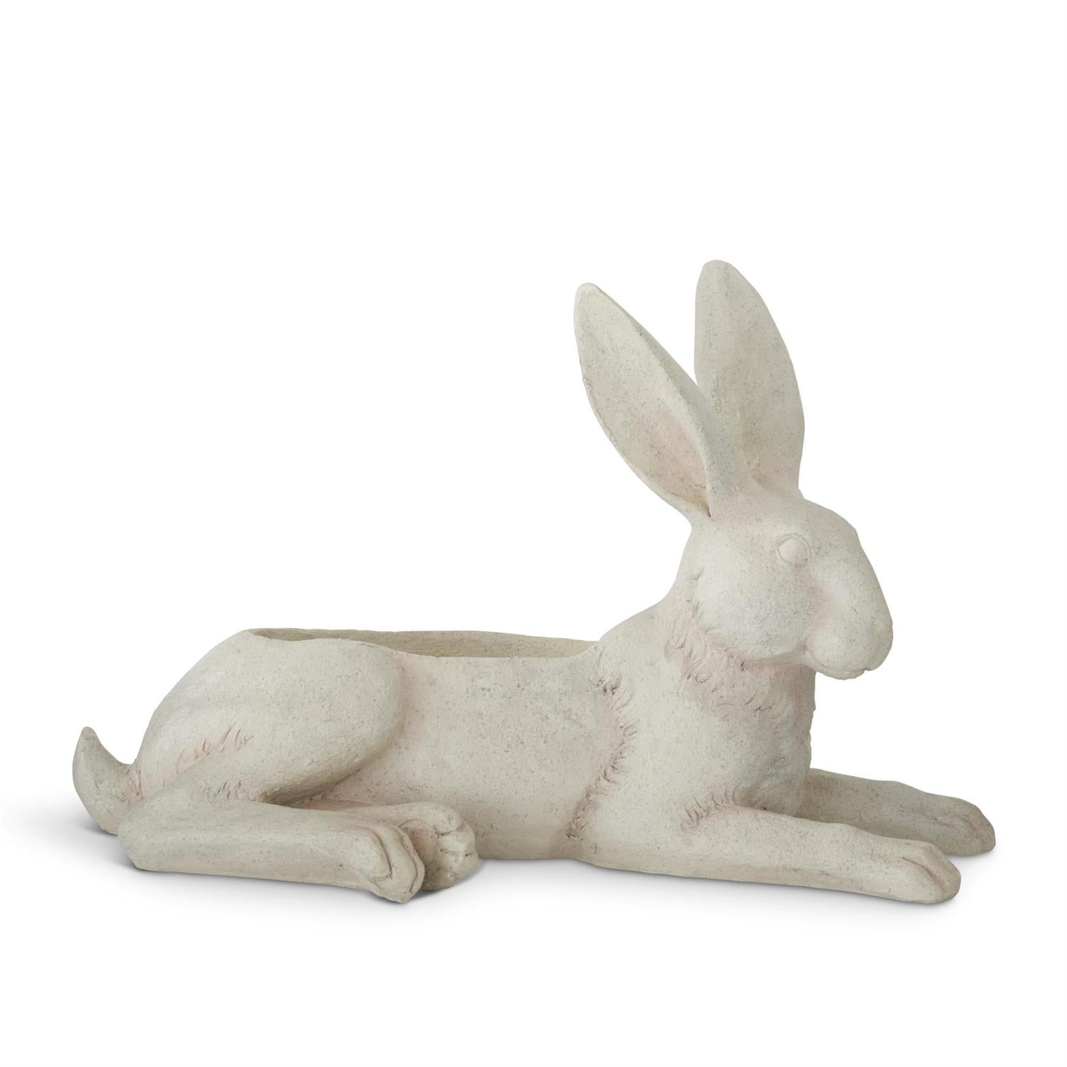 Cream Resin Rabbit Container - 17in