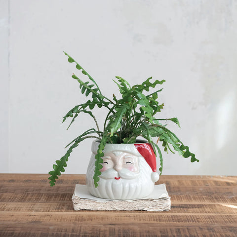 Stoneware Santa Shaped Planter