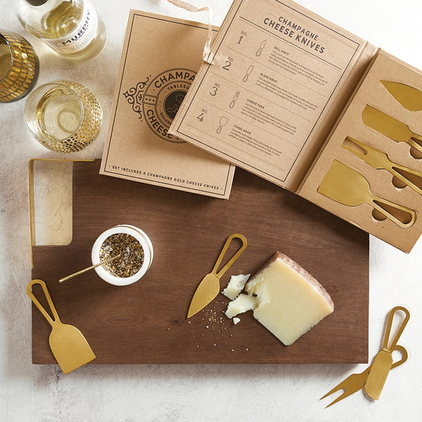 Champagne Gold Cheese Knives Book Box