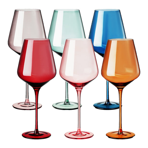 Colored Crystal Wine Glasses 18oz - Assorted Colors