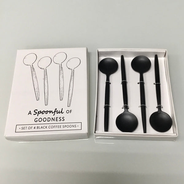 Matte Black Serving Spoons - Set of 4