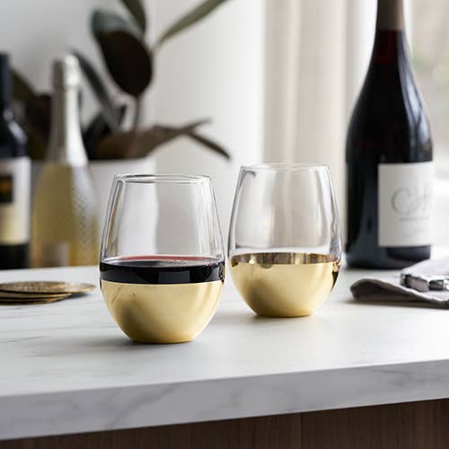 Belmont™ Gold-Dipped Crystal Wine Tumblers - Set of 2
