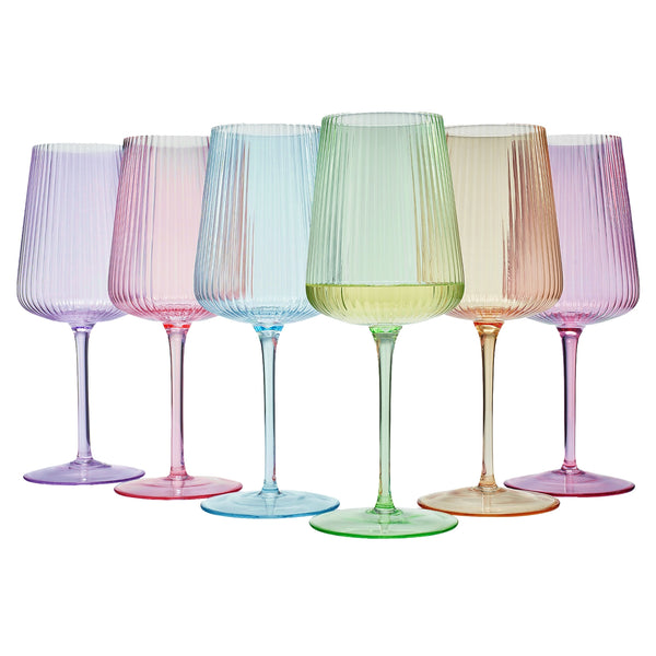 Ripple Pastel 19oz Wine Glasses - Assorted Colors
