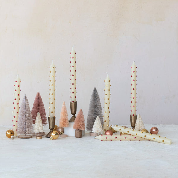 Gold Dot Taper Candles - Set of 2