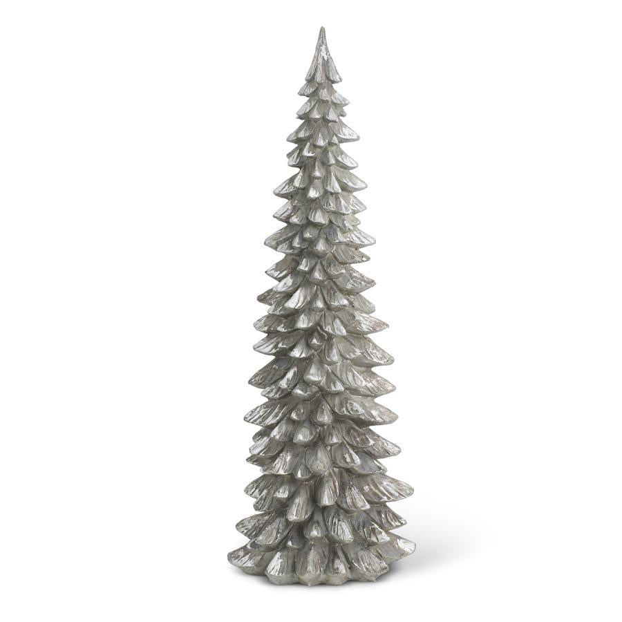 Antiqued Silver Resin Pine Tree - 28in