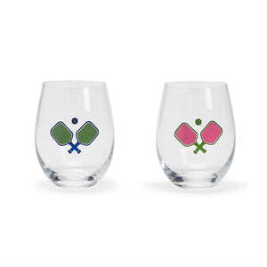 Pickleball Stemless Wine Glasses