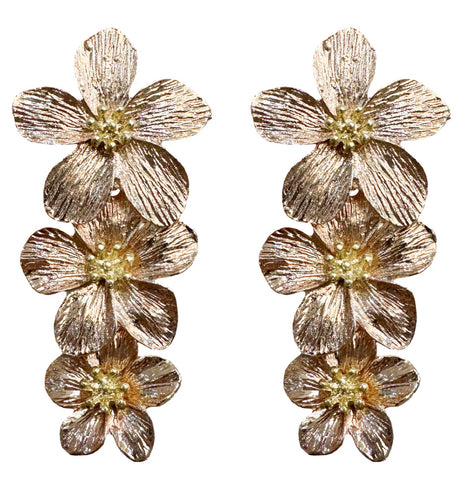 Gold Cascading Magnolia earrings