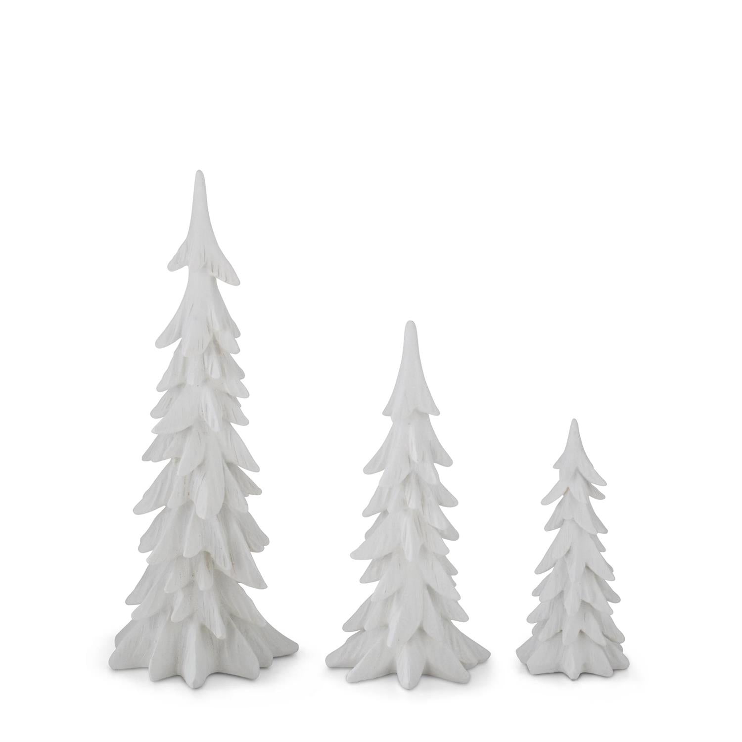 Set of 3 Small White Velvet Christmas Trees