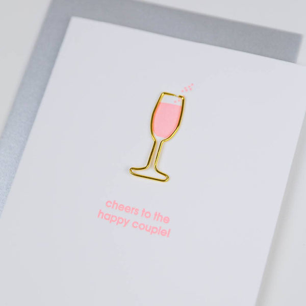 Cheers To the Happy Couple Paper Clip Letterpress Card