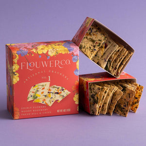 Flouwer Co Artisanal Edible Flower Crackers - Rosemary, Dill & Chive