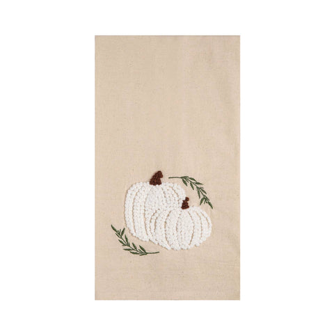 White Pumpkin Duo French Knot Kitchen Towel