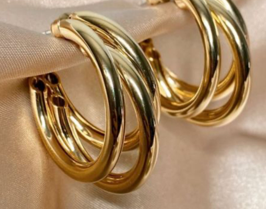 Gold Triple Hoop earrings