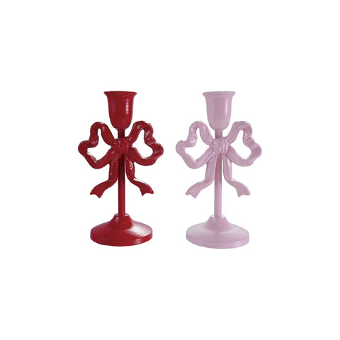 Bow Taper Candle Holder - Assorted Colors