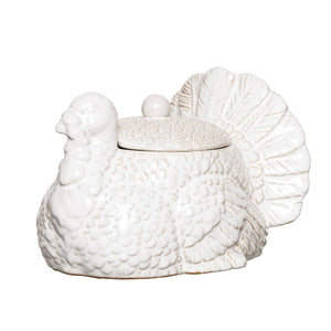 White Turkey Thanksgiving Cookie Jar