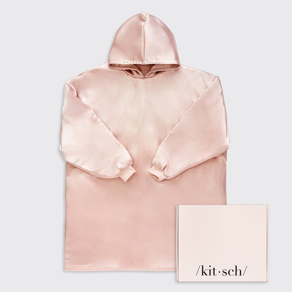 Glazey Satin Hoodie - Blush