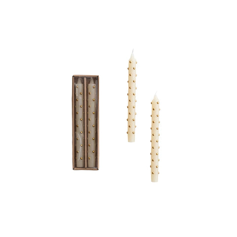 Gold Dot Taper Candles - Set of 2