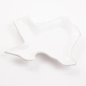 Texas Shaped Tidbit Dish - White 6"