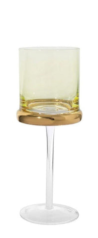 Green Gold Ring Wine Glasses - Set of 2