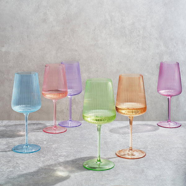 Ripple Pastel 19oz Wine Glasses - Assorted Colors