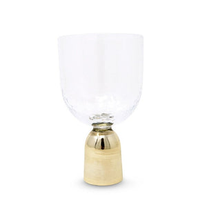 Hammered Wine Glasses on gold pedestal - Set of 2