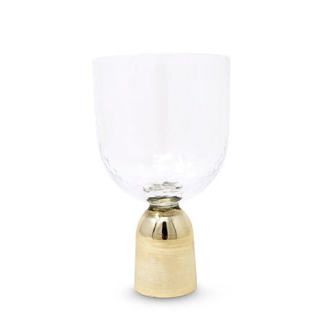 Hammered Wine Glasses on gold pedestal - Set of 2