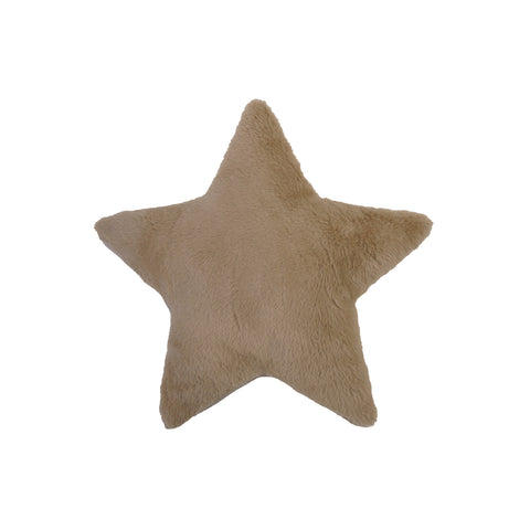 Faux Fur Star Shaped Pillow - Tan