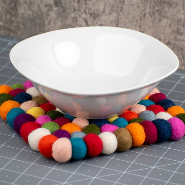 Rainbow Pom Pom Trivet 8" - Square