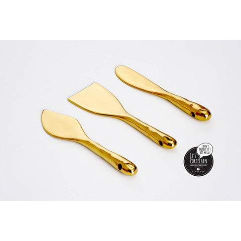 Madera Gold Cheese Knives - Set of 3