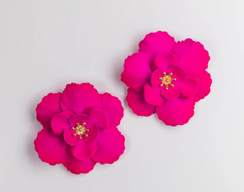 Large Magenta Flower earrings