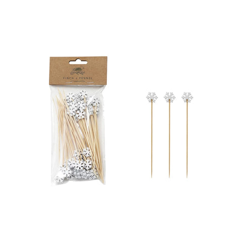 Snowflake Bamboo Picks - Set of 50