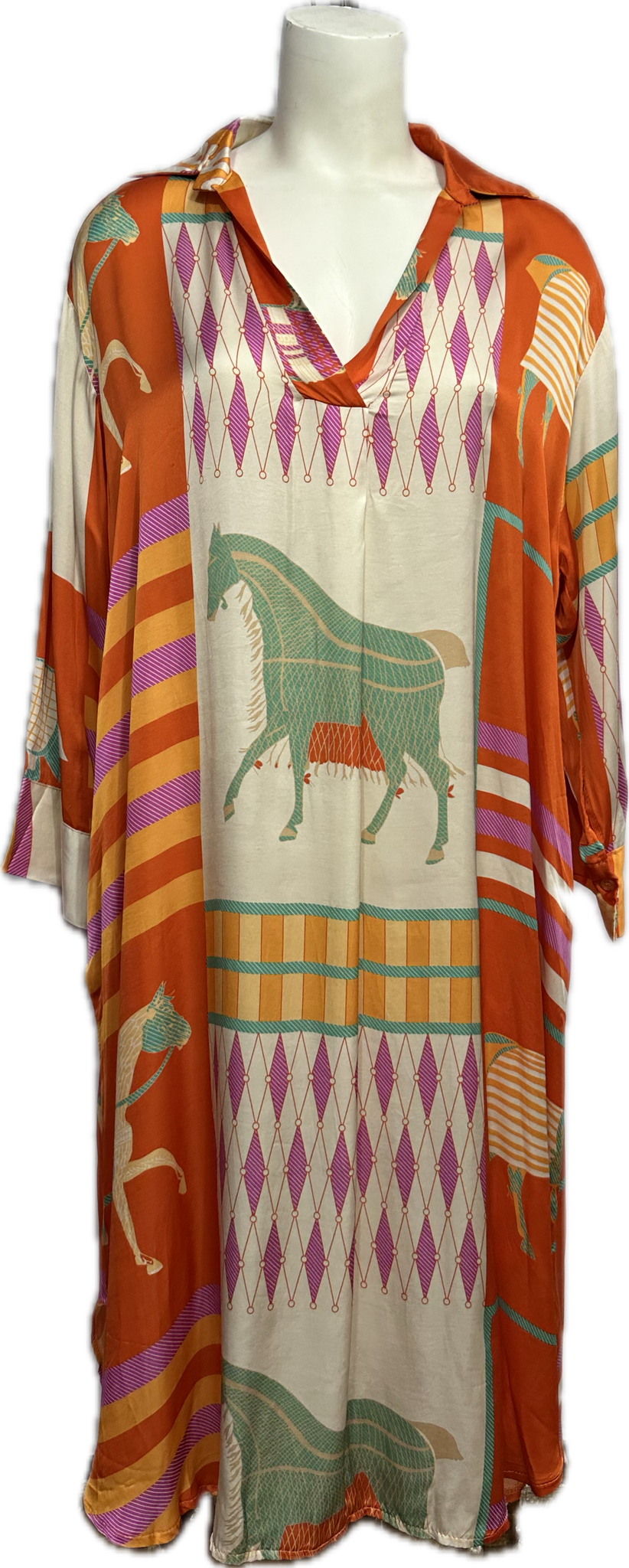 Abstract Horse Print Silk Dress
