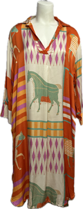Abstract Horse Print Silk Dress