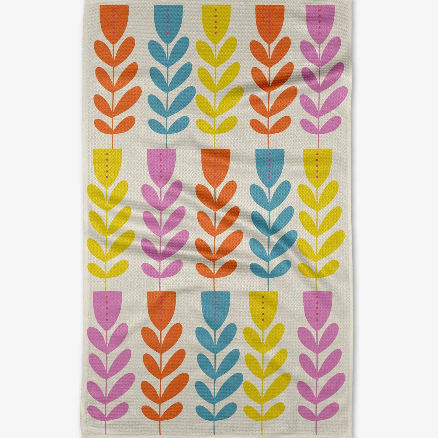 Folk Art Tulips Tea Towel