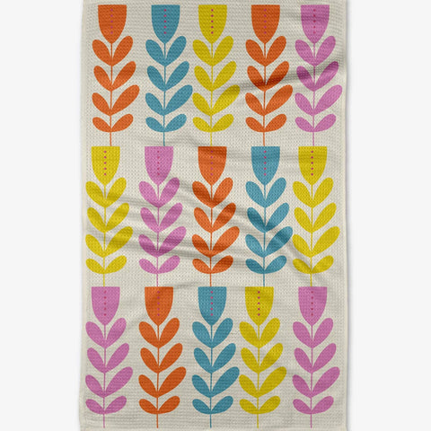 Folk Art Tulips Tea Towel
