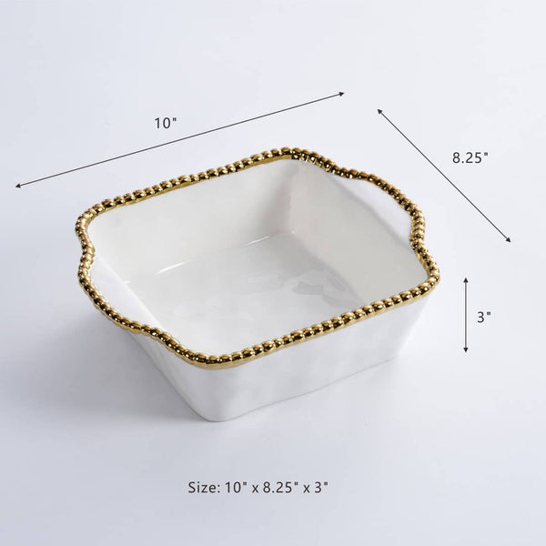 Square Baking Dish Gold Trim