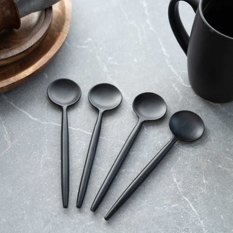 Matte Black Serving Spoons - Set of 4