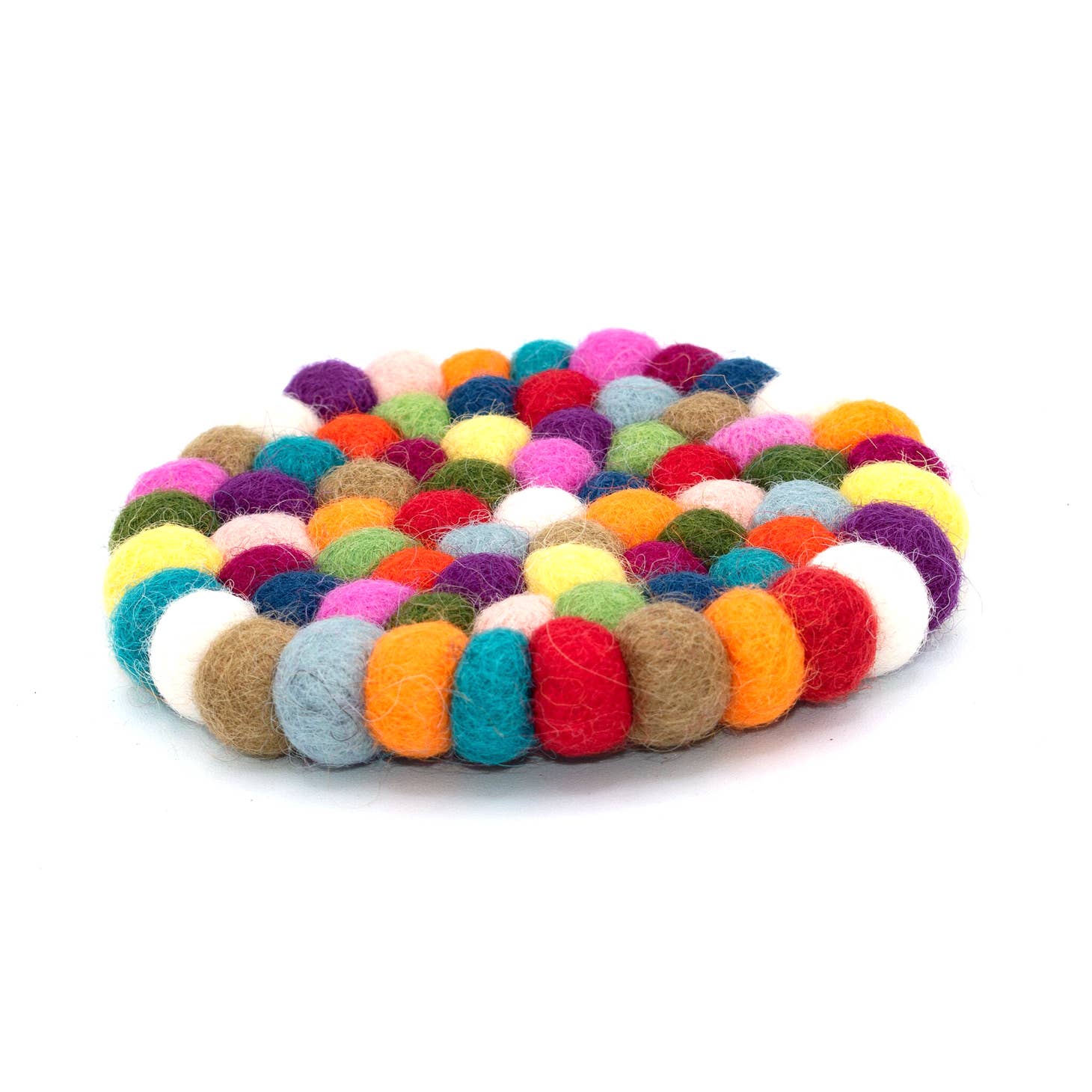 Rainbow Pom Pom Coasters - Set of 2