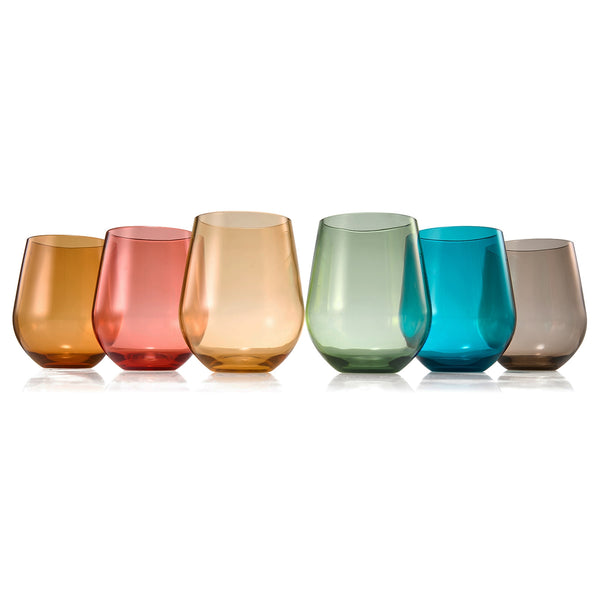 Unbreakable Acrylic Stemless Wine Glasses - Assorted Colors