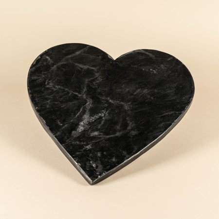 Heart Shaped Marble Cheese Board - Black