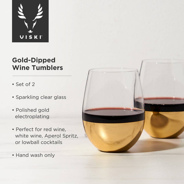 Belmont™ Gold-Dipped Crystal Wine Tumblers - Set of 2