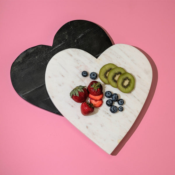 Heart Shaped Marble Cheese Board - Black