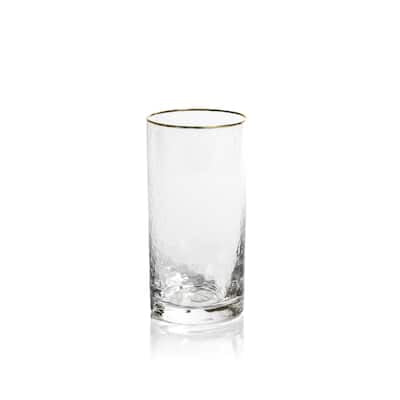 Hammered High Ball Glass w/ Gold Rim - Negroni Set/2