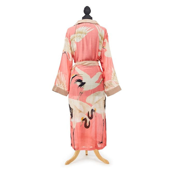 Peony Pink Heron Print Robe Gown