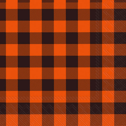 Buffalo Check Orange Cocktail Napkin