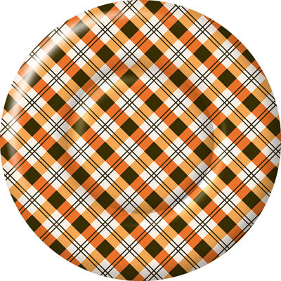 Plaid Pumpkins 10.5" Paper Plates