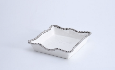 Luncheon Napkin Holder Silver Dot